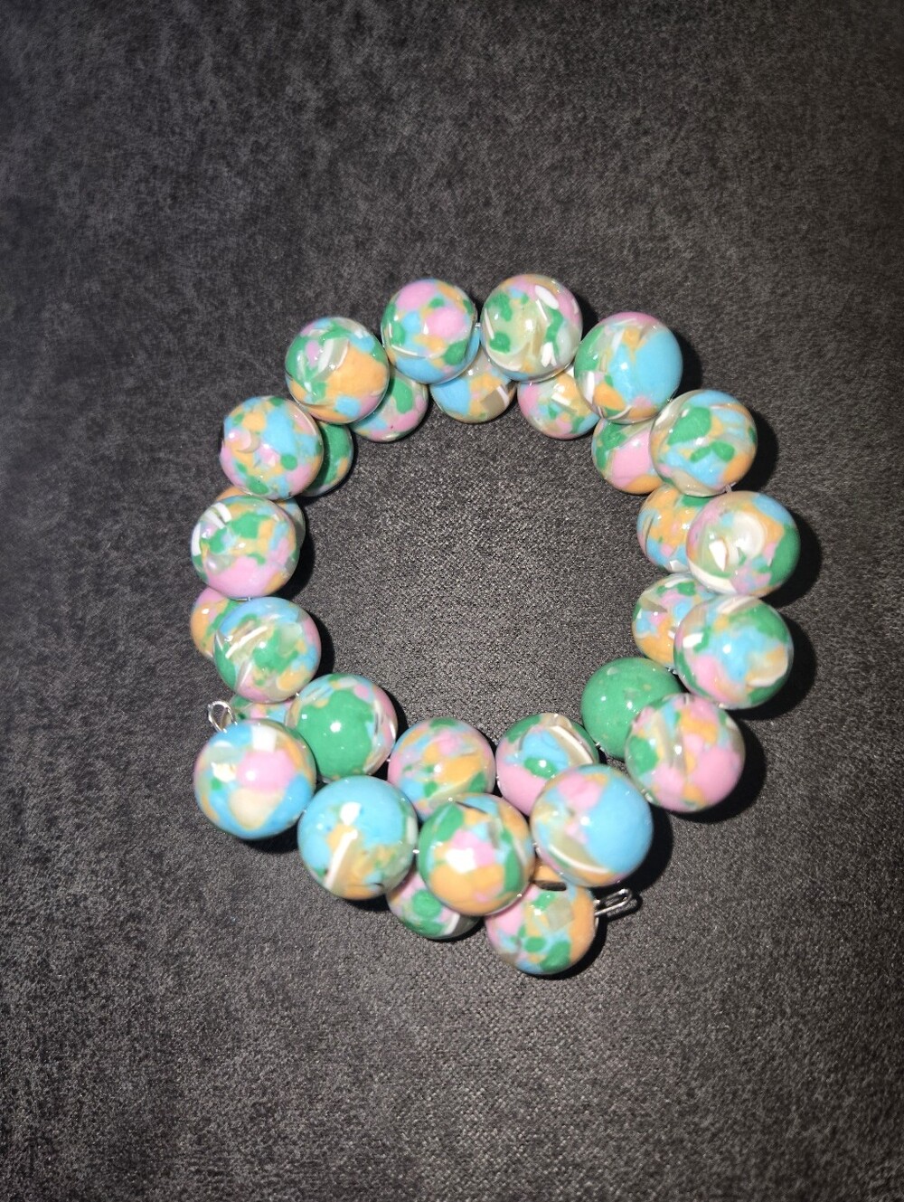 Soft Rainbow Gemstone Bracelet | 12mm Beads | Handmade Wrap Bangle 291 - Picture 2 of 5